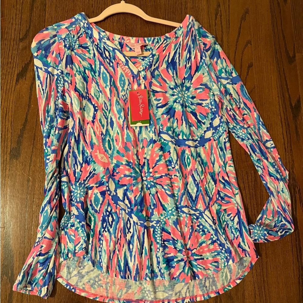 Lilly Pulitzer Lilia’s Tunic Top Tiki Pink Shake it up with tags size XS